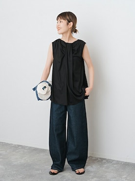 「SOMETHING（サムシング）のアイテム（デニムパンツ）」を使った、Mihoさん（レディース・158cm）の夏コーディネート