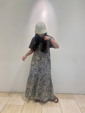 「MANASTASH（マナスタッシュ）のアイテム（ワンピース/ドレス）」を使った、小林さん（レディース・155cm）の夏コーディネート