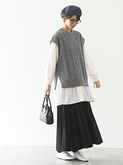 ケーブルニットベスト×ブラウスアンサンブル（ベスト）｜rps（アール