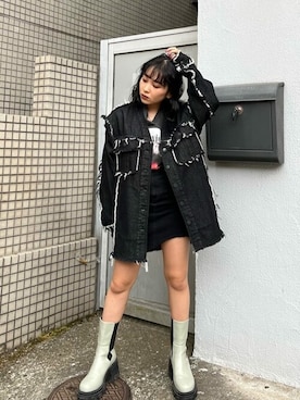 EMODA（エモダ）の「カットオフフリンジオーバーデニム
