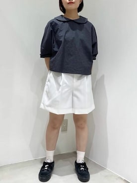 「丸襟ブラウス」｜アトリエドゥサボンさん（レディース・153cm）の夏コーディネート