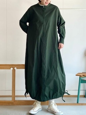 「シンプル」｜「アイテム（シャツワンピース）」を使った、アトリエドゥサボンさん（レディース・161cm）の秋コーディネート