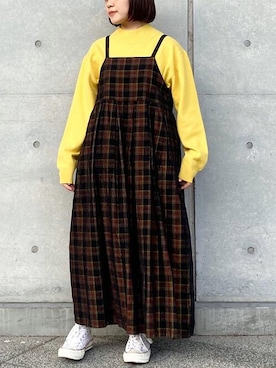 「アイテム（ジャンパースカート）」を使った、アトリエドゥサボンさん（レディース・153cm）の冬コーディネート