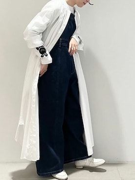 「I am I in fact...（アイアムアイインファクト）のアイテム（サロペット/オーバーオール）」を使った、アトリエドゥサボンさん（レディース・154cm）の冬コーディネート