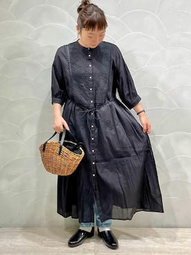 「刺繍」｜「アイテム（スリッポン）」を使った、アトリエドゥサボンさん（レディース・153cm）の夏コーディネート