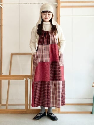 【試着のみ】l'atelier du savon パッチワークエプロンワンピース 試着のみ】l'atelier du savon パッチワークエプロンワンピース