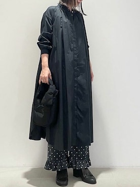 「秋冬」｜「アイテム（シャツワンピース）」を使った、アトリエドゥサボンさん（レディース・166cm）の秋コーディネート