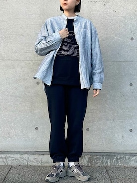 「刺繍」｜「アイテム（スウェットパンツ）」を使った、アトリエドゥサボンさん（レディース・163cm）の冬コーディネート