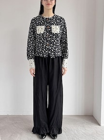 未使用タグ付 fig Ｌondon リネン刺繍襟アウター pansy 2.8万 fig London（フィグロンドン）の「○ROSE jacket（ノーカラー