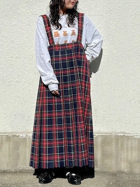 「アイテム（ジャンパースカート）」を使った、アトリエドゥサボンさん（レディース・150cm）の秋コーディネート