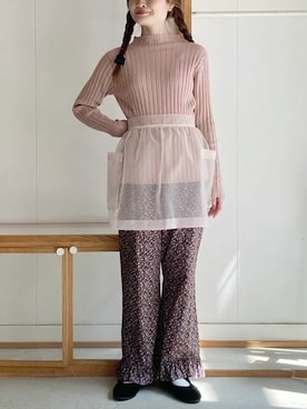 「アイテム（パンツ、レッド系）」を使った、アトリエドゥサボンさん（レディース・159cm）の秋コーディネート