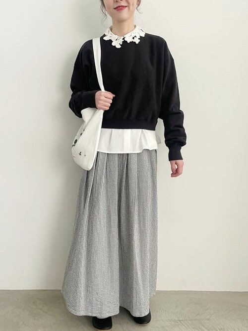 かろやかチェックのタックスカート（スカート）｜l 