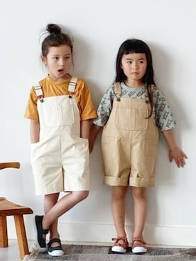 「お揃いコーデ」｜「アイテム（サロペット/オーバーオール）」を使った、B:MING by BEAMS KIDSさん（キッズ・110cm）の冬コーディネート