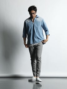 9090 　デニムジーンズ　グレー AMIE original》サイドカットdenim | AMIE