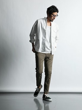 「ダファー」｜「アイテム（スラックス）」を使った、JEEさん（メンズ・182cm）の春コーディネート
