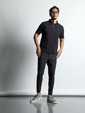 「アイテム（ポロシャツ）」を使った、JEEさん（メンズ・182cm）の春コーディネート