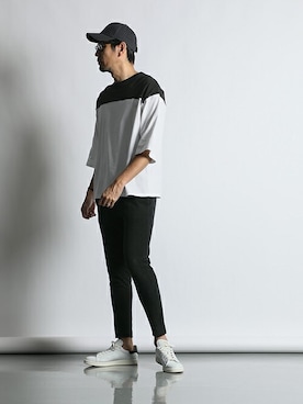 「The DUFFER of ST.GEORGE（ザダファーオブセントジョージ）のアイテム（帽子）」を使った、JEEさん（メンズ・182cm）の春コーディネート