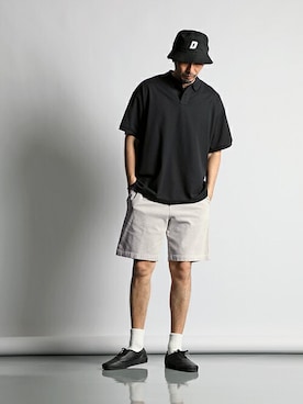 「The DUFFER of ST.GEORGE（ザダファーオブセントジョージ）のアイテム（帽子）」を使った、JEEさん（メンズ・182cm）の夏コーディネート