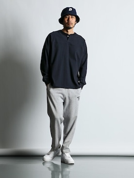 「The DUFFER of ST.GEORGE（ザダファーオブセントジョージ）のアイテム（帽子）」を使った、JEEさん（メンズ・182cm）の春コーディネート