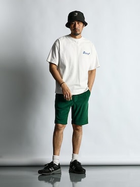 「The DUFFER of ST.GEORGE（ザダファーオブセントジョージ）のアイテム（帽子）」を使った、JEEさん（メンズ・182cm）の春コーディネート