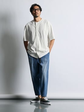 「The DUFFER of ST.GEORGE（ザダファーオブセントジョージ）のアイテム（パンツ）」を使った、JEEさん（メンズ・182cm）の夏コーディネート