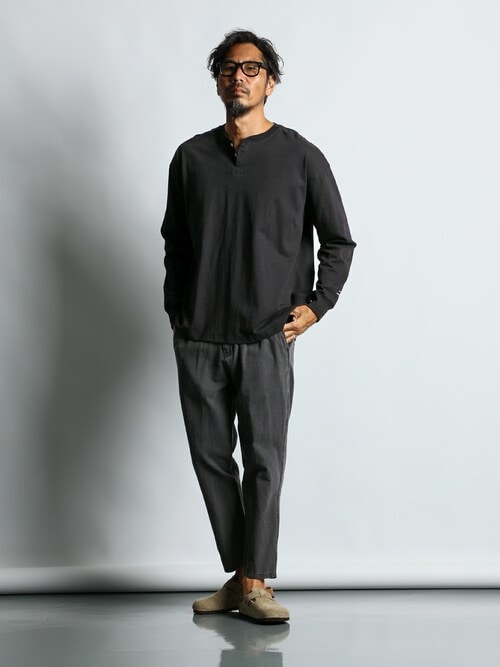 セール】SETUP BLACK DENIM ANKLE CUT EASY PANTS：セットアップ