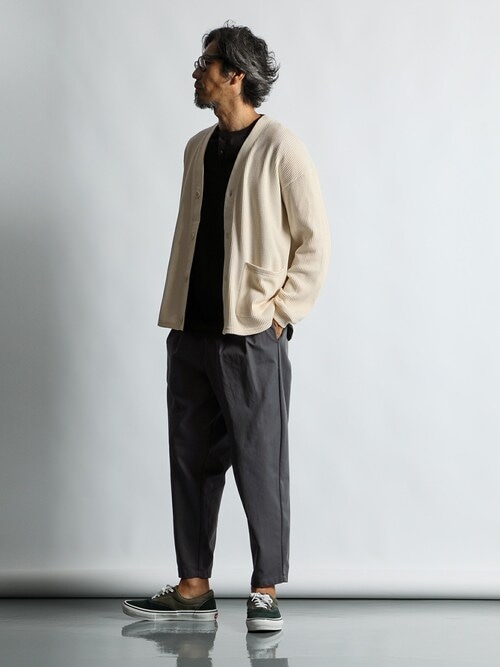 セール】RELAX FIT WAFFLE CARDIGAN：リラックスフィット ワッフル
