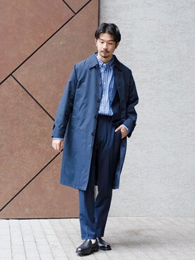 「417 EDIFICE（フォーワンセブンエディフィス）のアイテム（ステンカラーコート）」を使った、tetsuyaさん（メンズ・178cm）の秋コーディネート