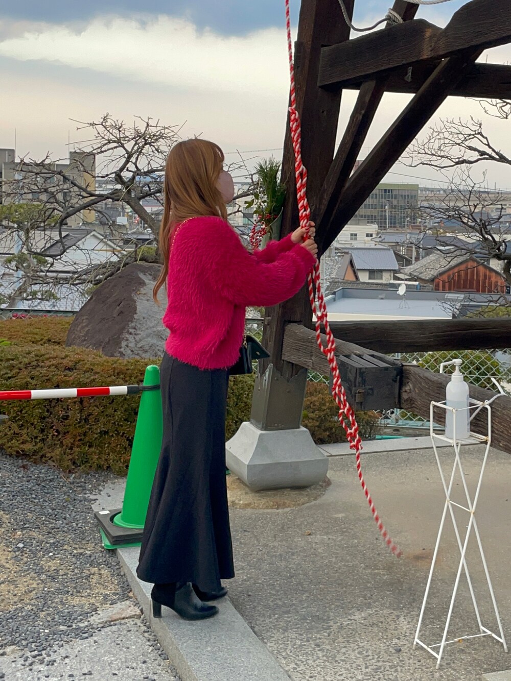 「オトナ女子、GUコーデ、休日スタイル、低身長コーデ、オトナカワイイ、お出かけコーデ、秋冬コーデ、ブーツ、ピンク」｜「GUのアイテム（スカート、ブラック系）」を使った、aiko❤️さん（レディース・153cm）の冬コーディネートの1枚目の写真