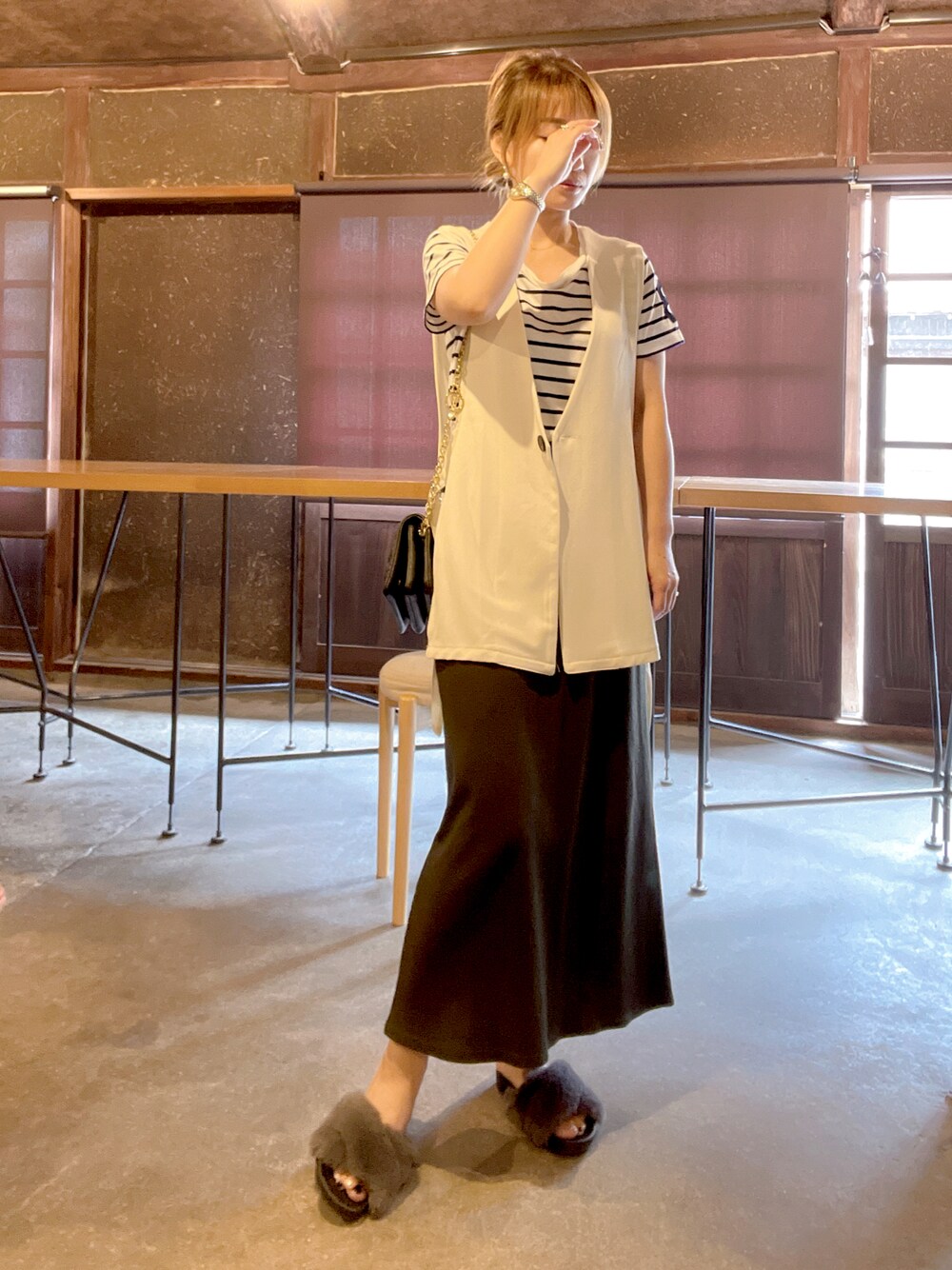 「秋のコーデ、今日のコーデ、休日スタイル、シンプルスタイル、カジュアルコーデ、低身長、しまむら、GU、ロレックス、ルイヴィトン」｜「GUのアイテム（スカート、ブラック系）」を使った、aiko❤️さん（レディース・153cm）の秋コーディネートの1枚目の写真