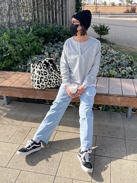 「GU（ジーユー）のアイテム（ニットキャップ/ビーニー）」を使った、ayaさん（レディース・161cm）の冬コーディネート