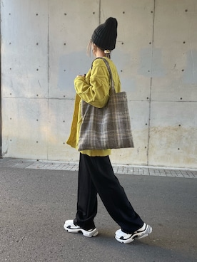 「ケーブルニット」｜「アイテム（スウェットパンツ）」を使った、ayaさん（レディース・161cm）の冬コーディネート
