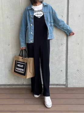 「copine（コピン）のアイテム（サロペット/オーバーオール）」を使った、ayaさん（レディース・161cm）の春コーディネート