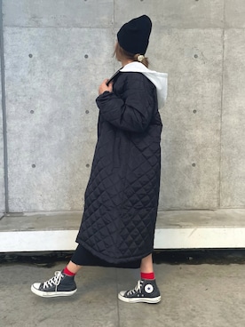 「赤い靴下」｜「アイテム（その他アウター）」を使った、ayaさん（レディース・161cm）の冬コーディネート