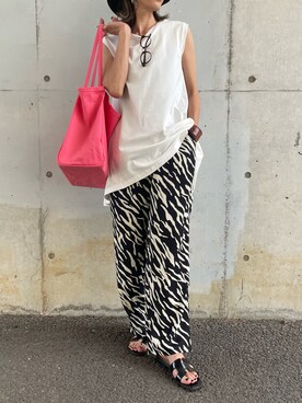 「copine（コピン）のアイテム（トートバッグ）」を使った、ayaさん（レディース・161cm）の夏コーディネート