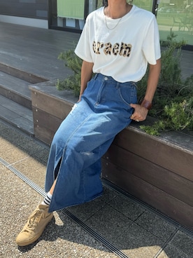 「アイテム（デニムスカート）」を使った、ayaさん（レディース・161cm）の秋コーディネート