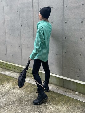 「刺繍」｜「アイテム（ニットキャップ/ビーニー）」を使った、ayaさん（レディース・161cm）の秋コーディネート
