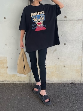 「copine（コピン）のPOSTGENERALロゴショッパーバッグ(3color)【クリックポスト対象商品】（エコバッグ/サブバッグ）」を使った、ayaさん（レディース・161cm）の夏コーディネート