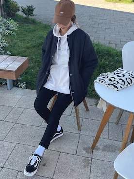 「アイテム（ノーカラーコート）」を使った、ayaさん（レディース・161cm）の秋コーディネート