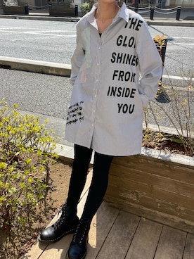 「ビッグシャツ」｜「アイテム（ブーツ）」を使った、ayaさん（レディース・161cm）の春コーディネート