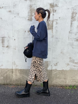「レオパードスカート」｜ayaさん（レディース・161cm）の冬コーディネート