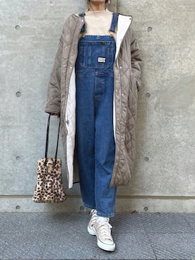 「リバーシブル」｜「アイテム（オールインワン・サロペット）」を使った、ayaさん（レディース・161cm）の秋コーディネート