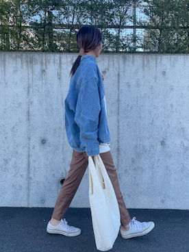 「アイテム（バッグ、ホワイト系）」を使った、ayaさん（レディース・161cm）の春コーディネート