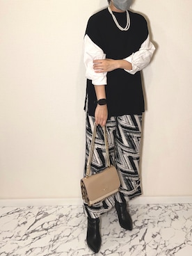 「UR'S（ユアーズ）のアイテム（ベスト）」を使った、m.m.meganさん（レディース・159cm）の秋コーディネート