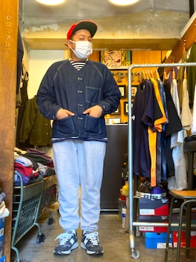 「スウエットパンツ」｜「アイテム（カバーオール）」を使った、伊藤孝法さん（メンズ・165cm）の春コーディネート