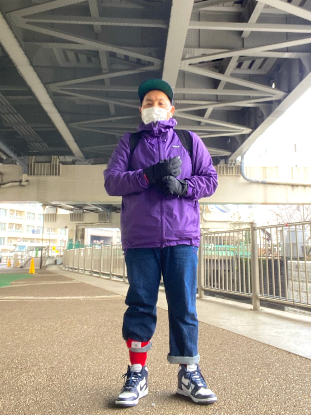 patagoniaのマウンテンパーカー（パープル系）を使った人気