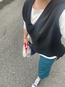 「UR'S（ユアーズ）のアイテム（ベスト）」を使った、快獣☆ブースカさん（レディース・154cm）の秋コーディネート