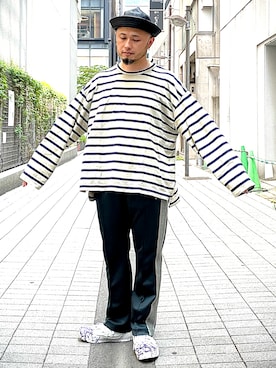 「Hender Scheme（エンダースキーマ）のアイテム（ハット）」を使った、Yoshihito Hayashiさん（メンズ・170cm）の夏コーディネート