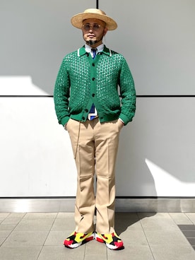 「アイテム（スニーカー、イエロー系）」を使った、Yoshihito Hayashiさん（メンズ・170cm）の春コーディネート