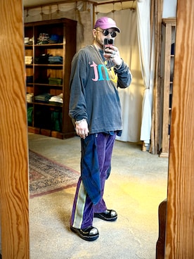 「アイテム（パープル系）」を使った、Yoshihito Hayashiさん（メンズ・170cm）の夏コーディネート